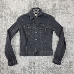 AG Adriano Goldschmied Jacket Women's XS Black Trucker Denim Long Sleeve